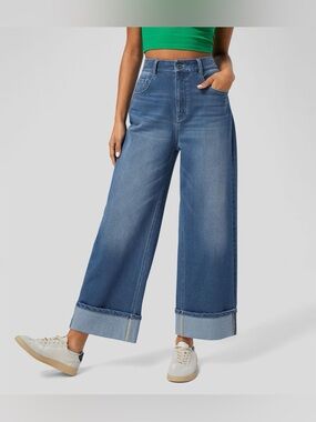 HALARA Flex Denim Cropped Roll Hem Blue Jeans Women's M Regular